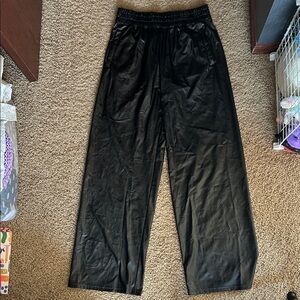 aerie OFFLINE Real Luxe Black Faux Leather Joggers